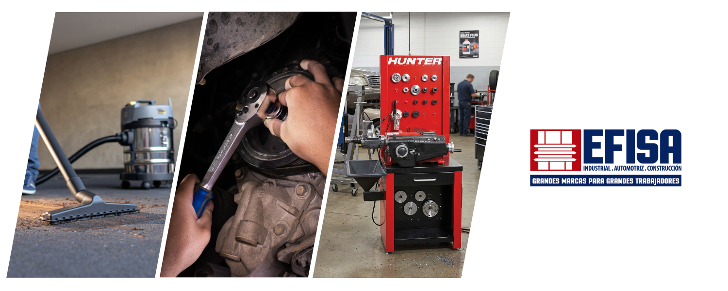 Equipos automotrices para taller, soluciones de limpieza hidrolavadoras aspiradoras entre otras, herramientas
